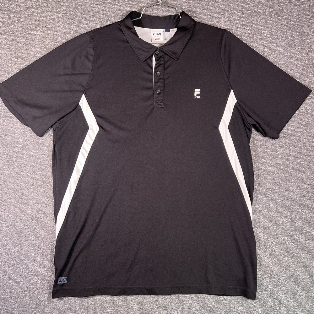 Fila Golf Polo Shirts Mens Sz XL Black Vented Outdoor Performance Outdoors Sport